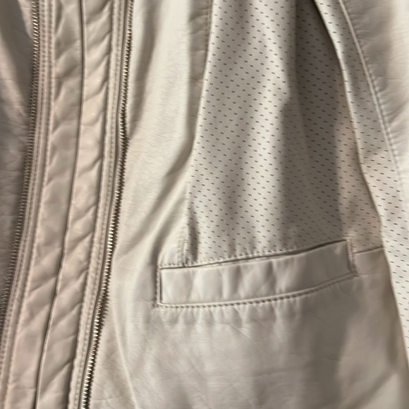 Cream Faux Leather Jacket - Picture 3 of 8